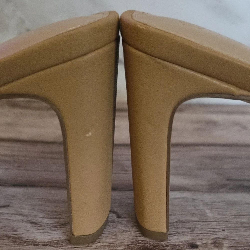 THE DROP Neutral Tan Gold Studded Strappy Heeled Sandals Size 9 - Picture 7 of 13